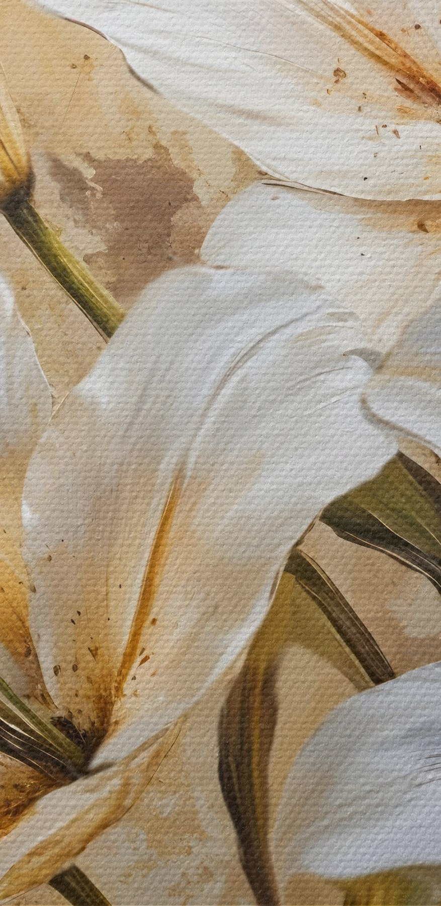 Schilderij van witte bloemen Schilderij van witte bloemen