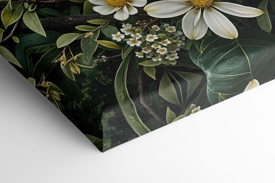 Vogels op een tak met bloemen