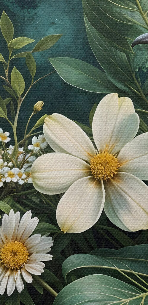 Birds on a branch with flowers Birds on a branch with flowers