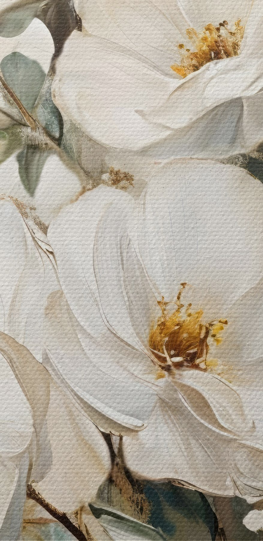Schilderij van witte bloemen Schilderij van witte bloemen