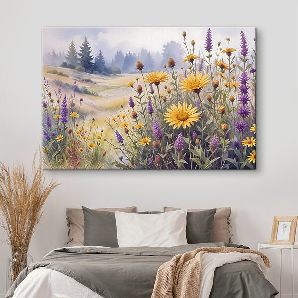 Veld met bloemen en gras Veld met bloemen en gras