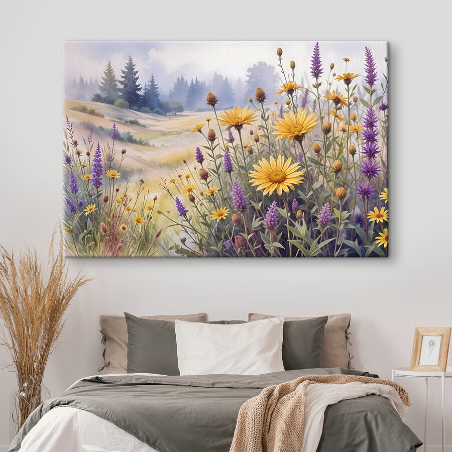Veld met bloemen en gras
