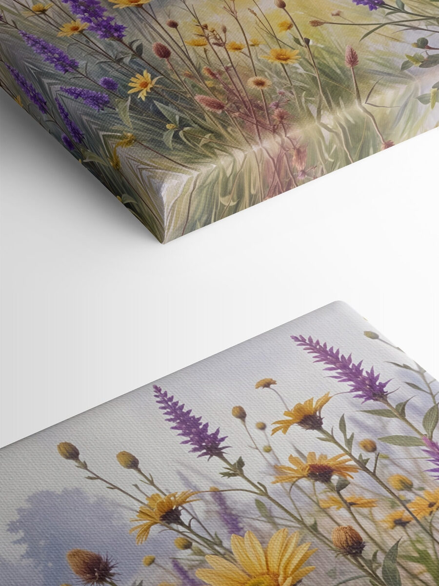 Veld met bloemen en gras