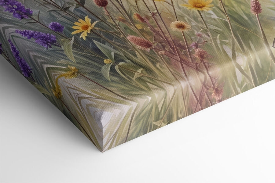 Veld met bloemen en gras