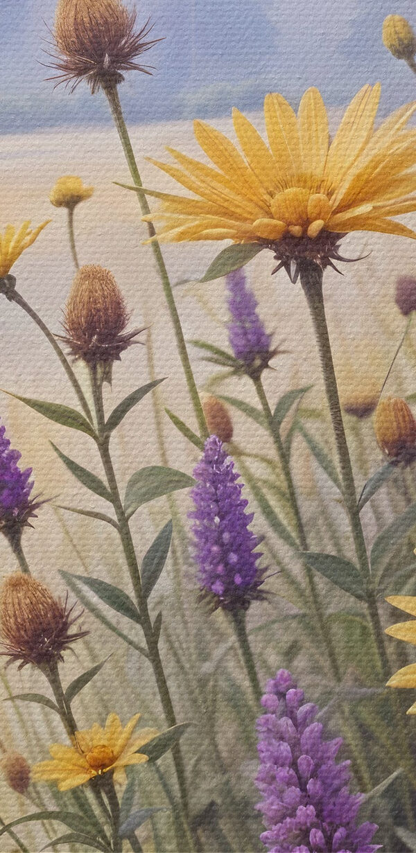 Veld met bloemen en gras Veld met bloemen en gras