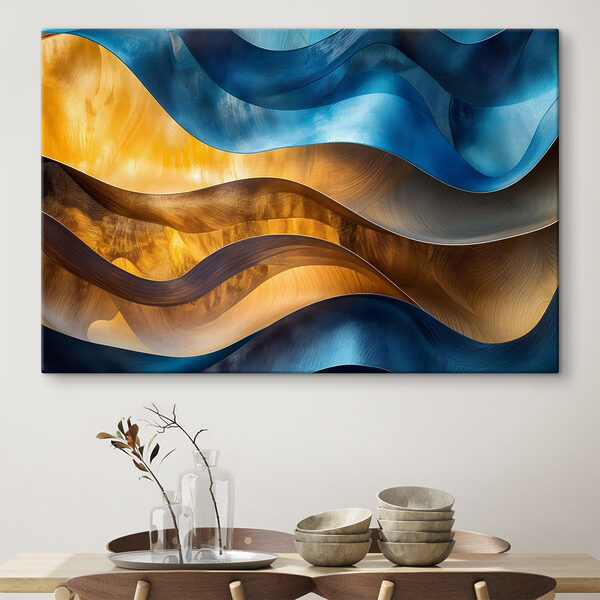 Blauwe en gele golvende lijnen Blauwe en gele golvende lijnen