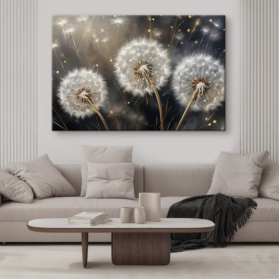 Delicate paardenbloemen in zacht licht