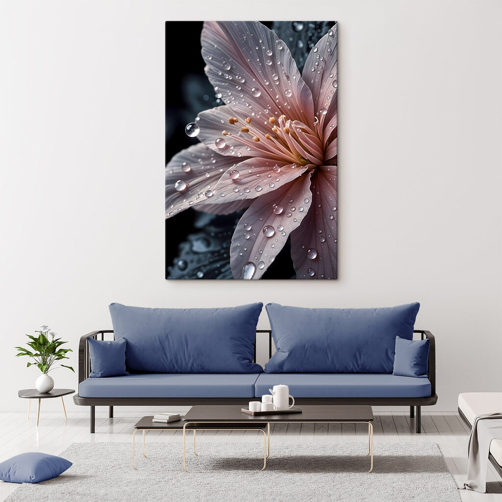 Delicate petals adorned with raindrops