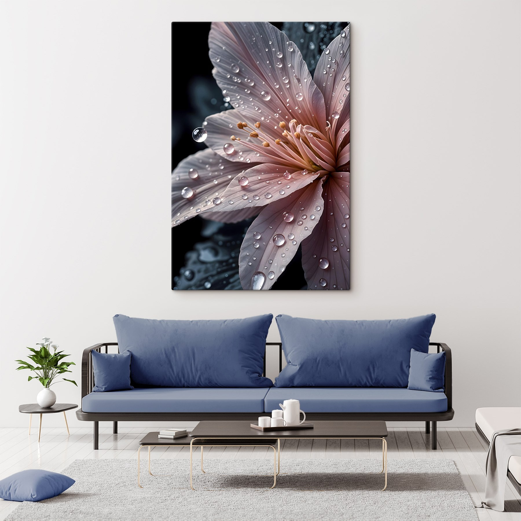 Delicate petals adorned with raindrops