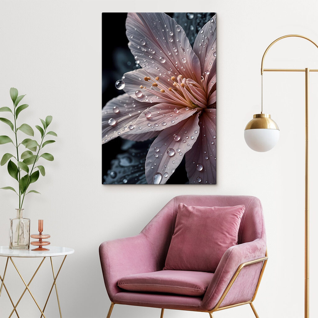 Delicate petals adorned with raindrops