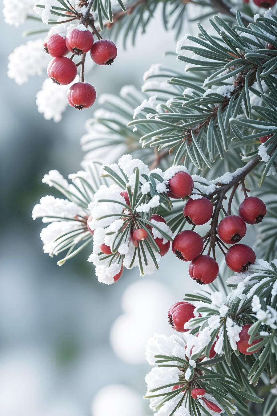 Winterbessen tussen bevroren takken. Winterbessen tussen bevroren takken.