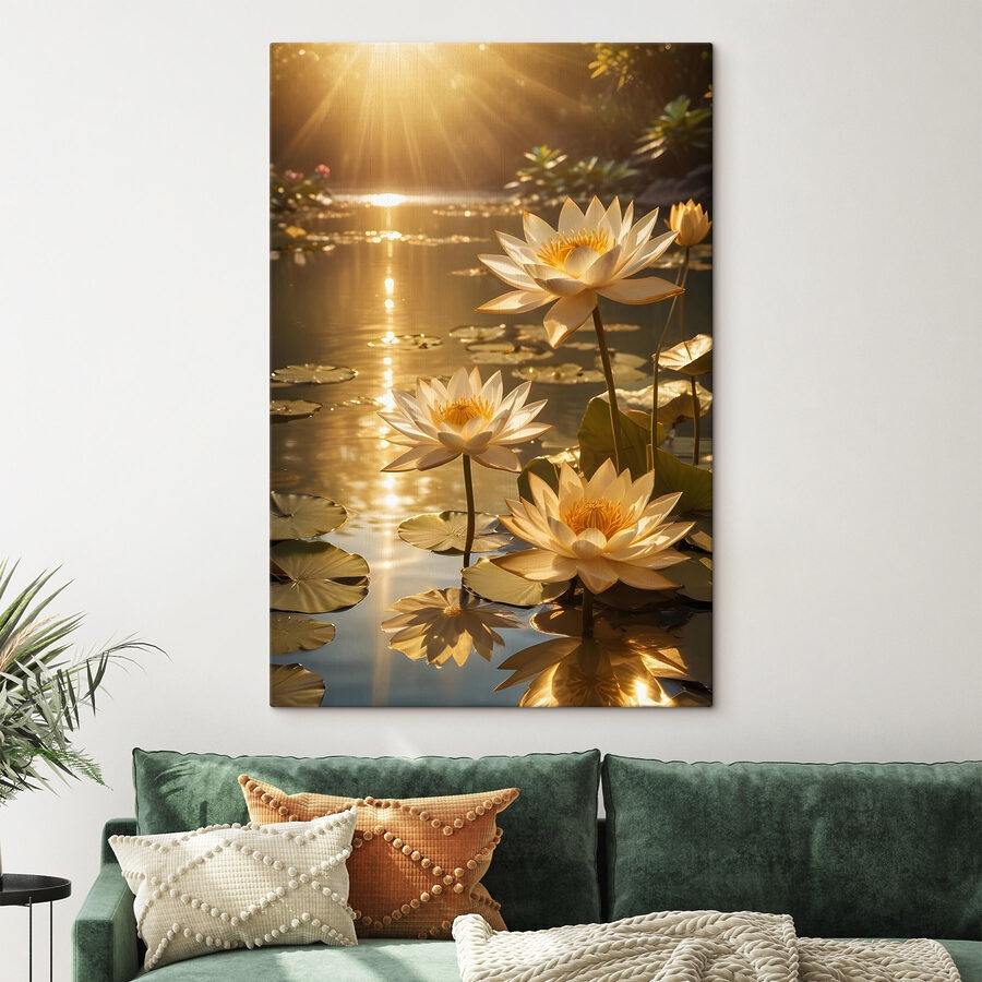 Groep witte bloemen in een vijver