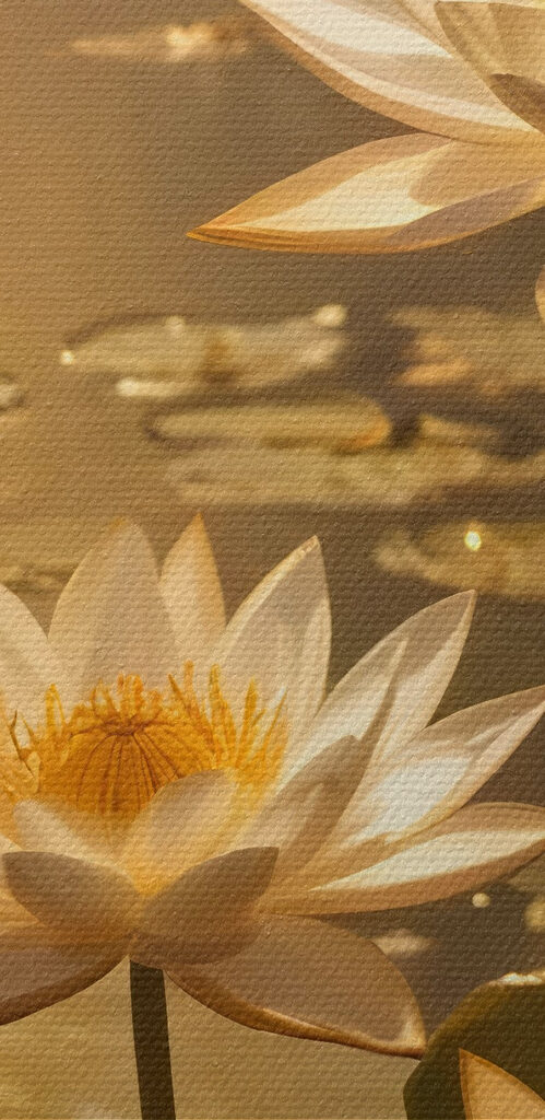 Group of white flowers in a pond