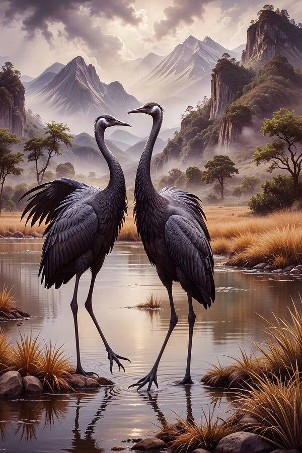 Twee vogels in een rivier Twee vogels in een rivier