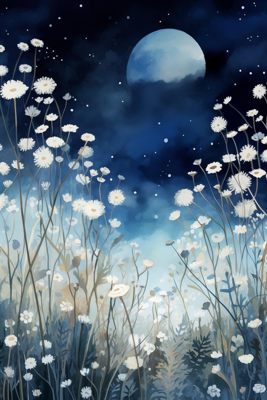 Schilderij van witte bloemen