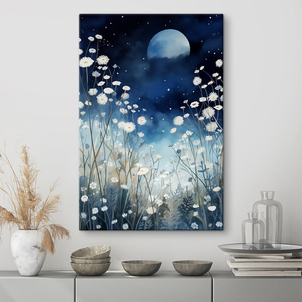Schilderij van witte bloemen Schilderij van witte bloemen
