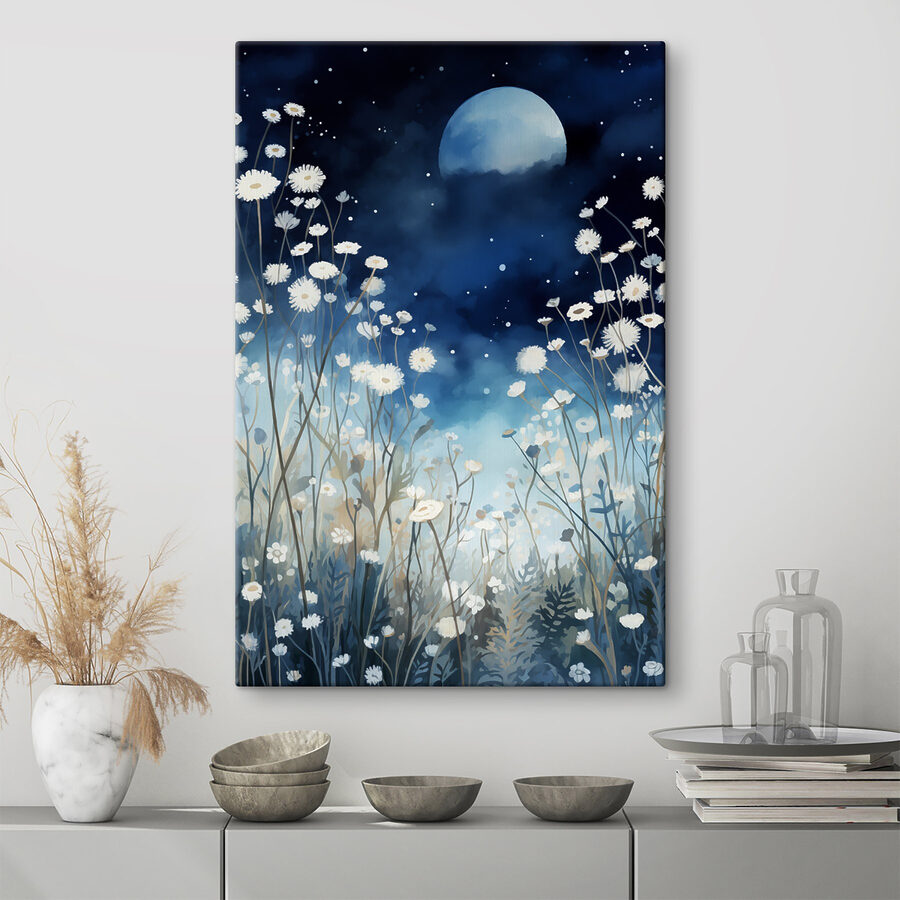 Schilderij van witte bloemen