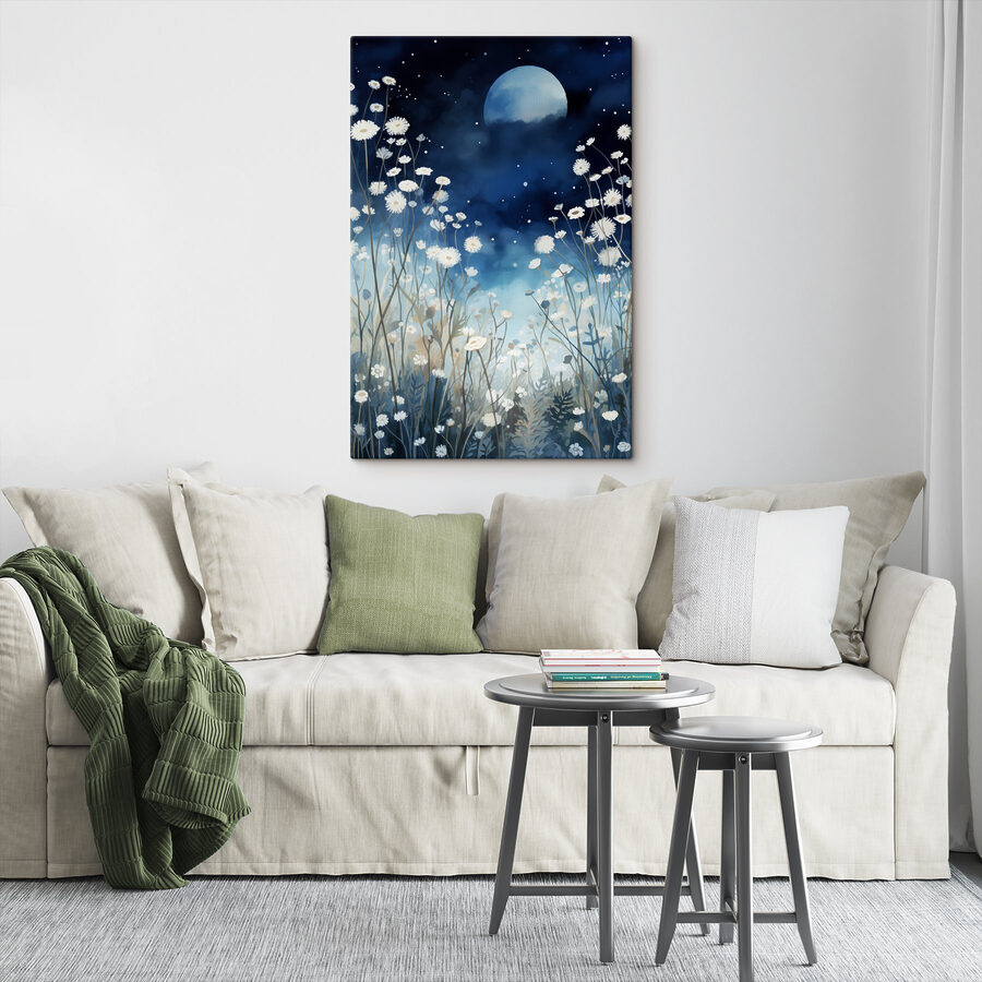 Schilderij van witte bloemen