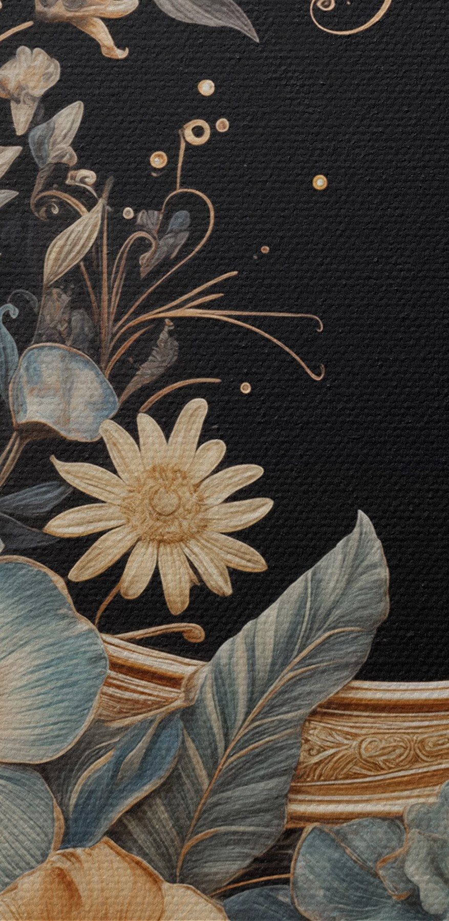 Maan met bloemen en bladeren