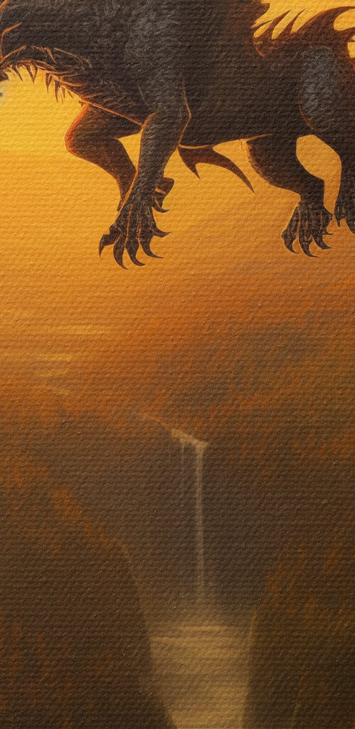 Dragon flying over a valley Dragon flying over a valley