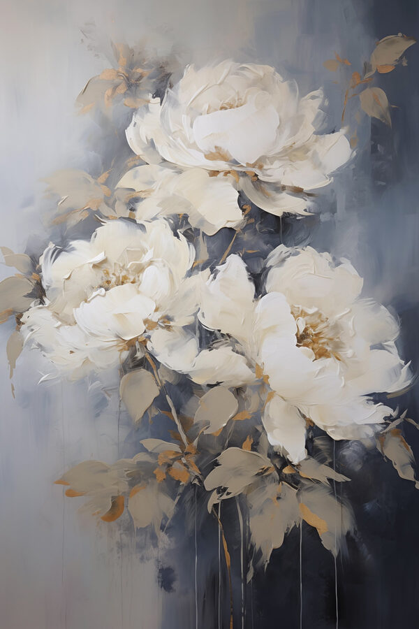 Schilderij van witte bloemen Schilderij van witte bloemen