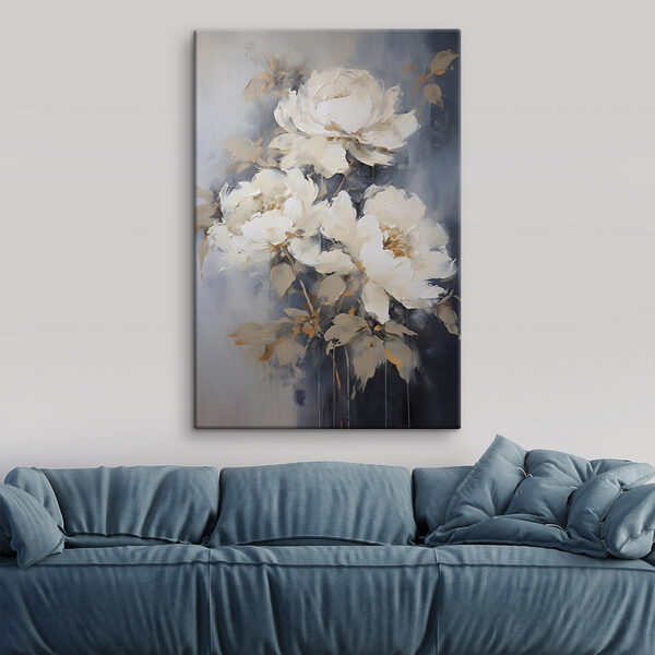 Schilderij van witte bloemen Schilderij van witte bloemen