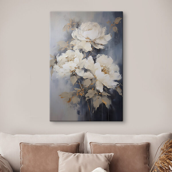 Schilderij van witte bloemen Schilderij van witte bloemen