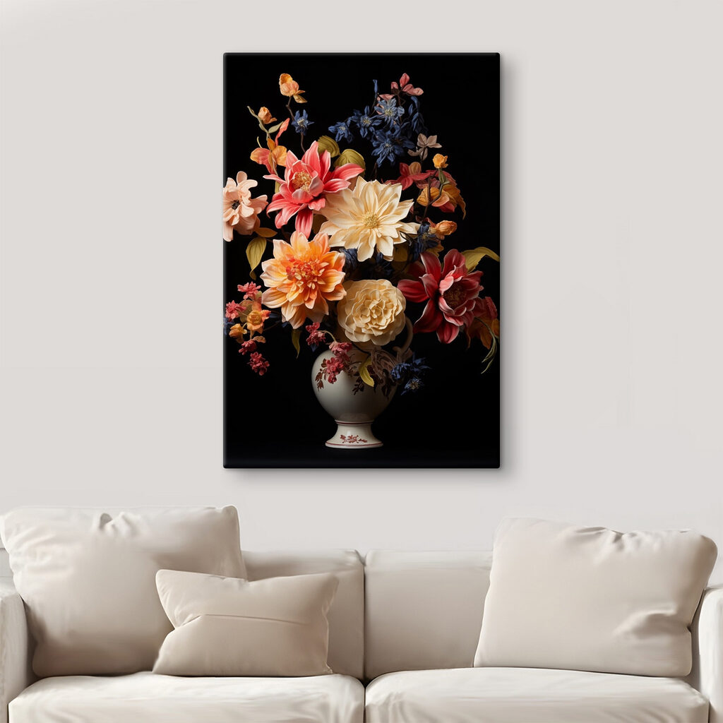 Vase of flowers on a black background Vase of flowers on a black background