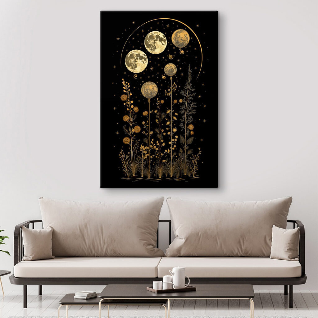 Moon phases in a black background