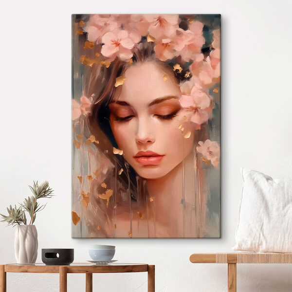 Vrouw met bloemen in haar haar Vrouw met bloemen in haar haar