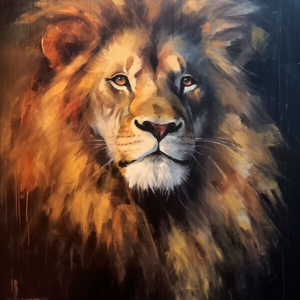 Schilderij van een leeuw Schilderij van een leeuw