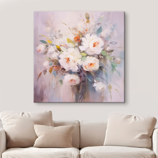 Schilderij van witte bloemen Schilderij van witte bloemen