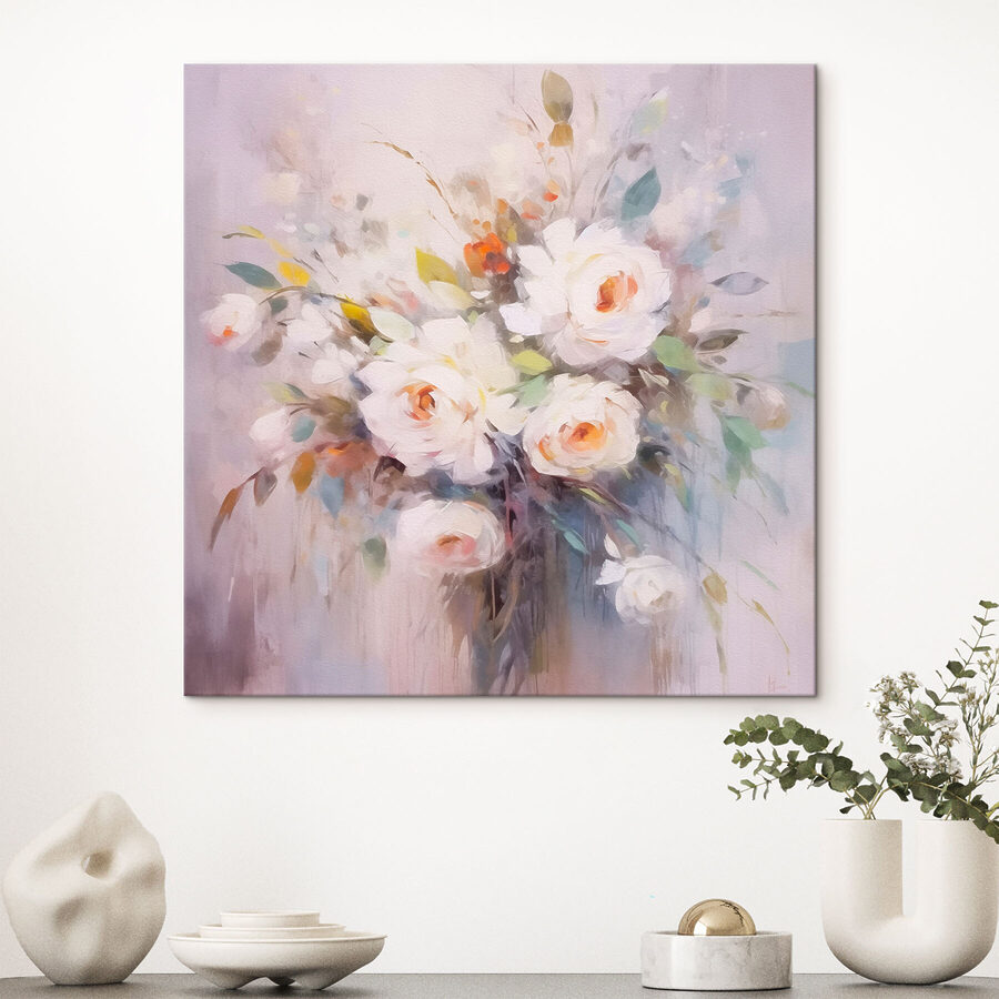 Schilderij van witte bloemen