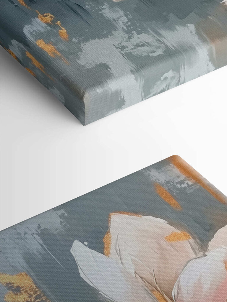 Painting of flowers on a blue background