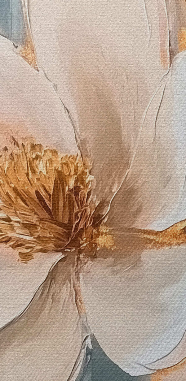 Schilderij van bloemen op een blauwe achtergrond Schilderij van bloemen op een blauwe achtergrond