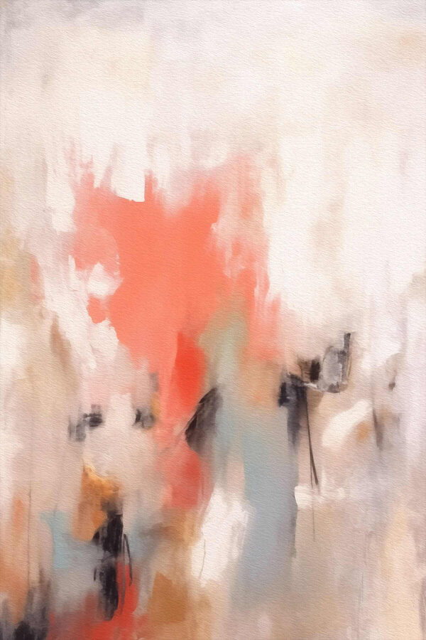 Schilderij van een persoon met een roze en grijze achtergrond Schilderij van een persoon met een roze en grijze achtergrond