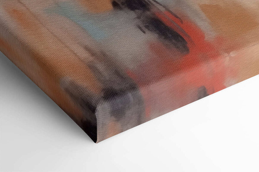 Schilderij van een persoon met een roze en grijze achtergrond