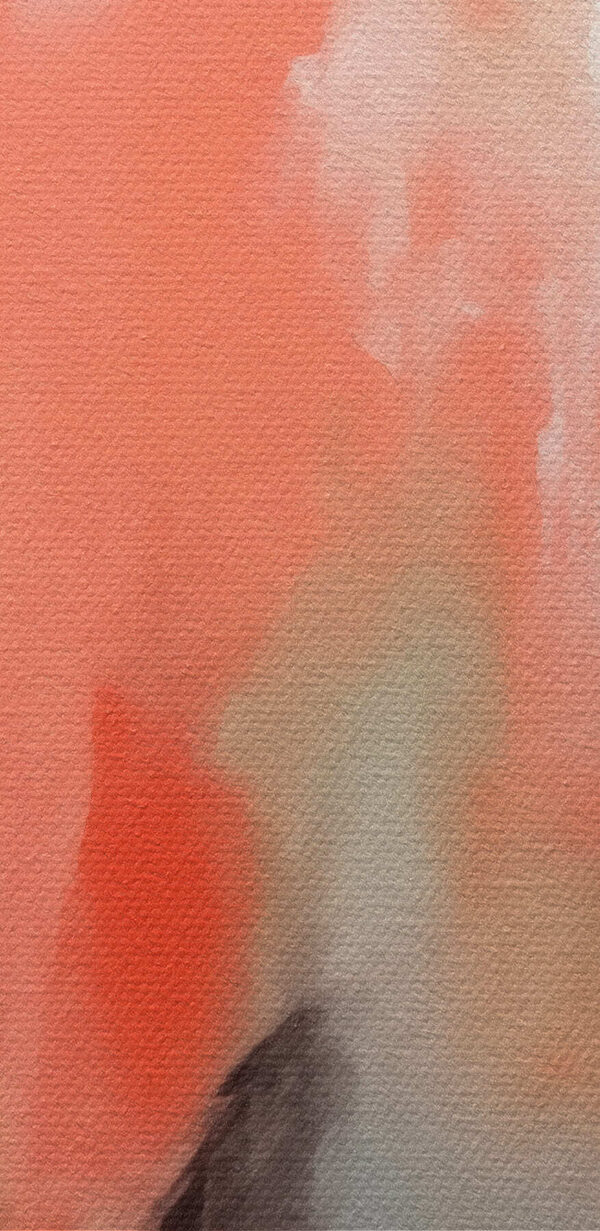 Schilderij van een persoon met een roze en grijze achtergrond Schilderij van een persoon met een roze en grijze achtergrond