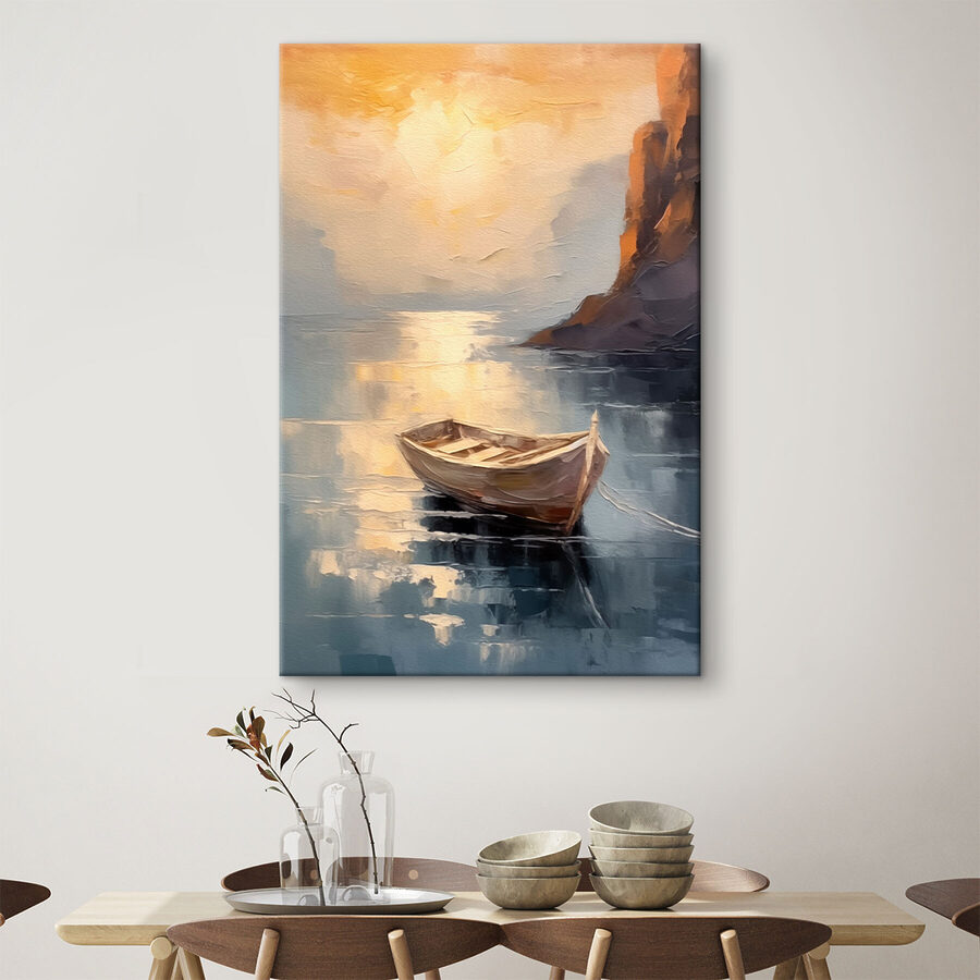 Schilderij van een boot in water
