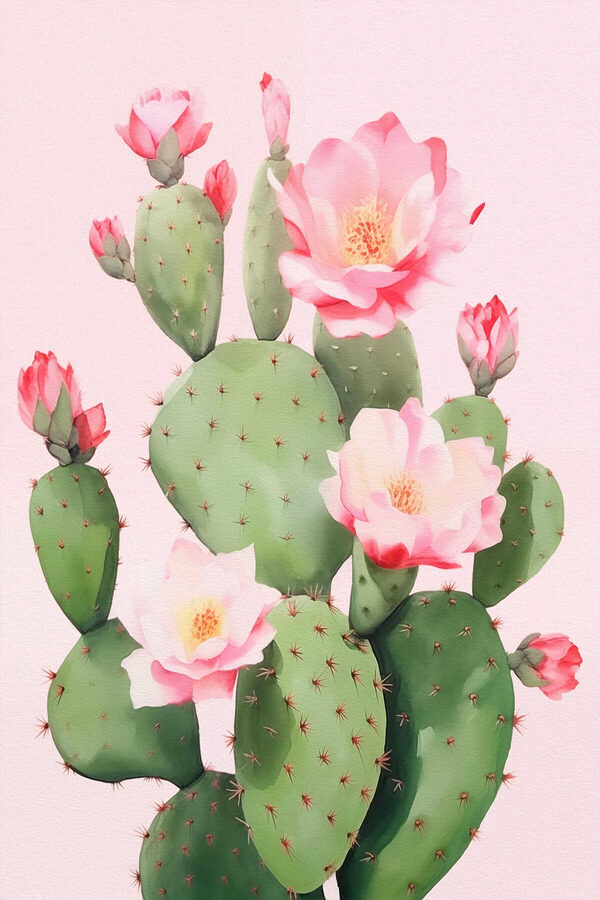 Cactus met roze bloemen Cactus met roze bloemen