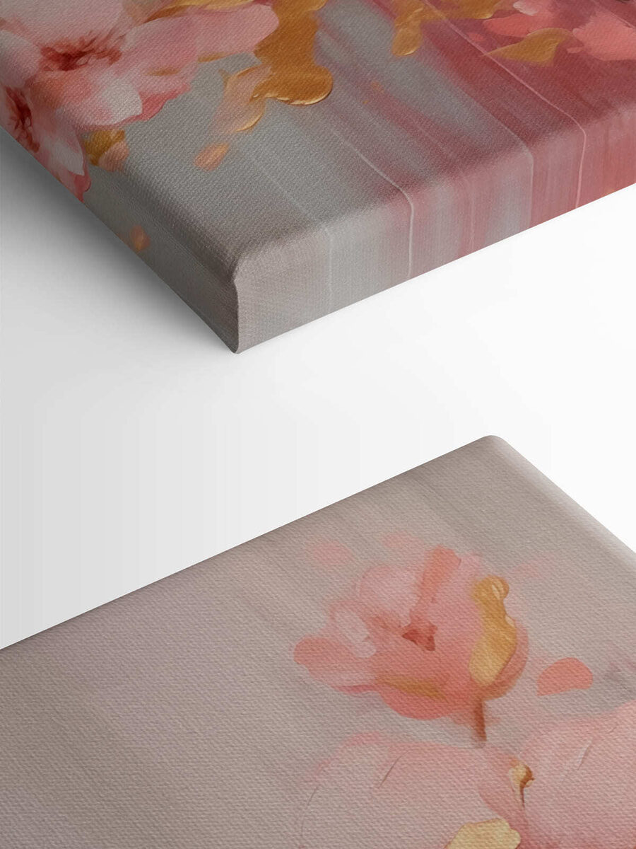 Schilderij van roze bloemen