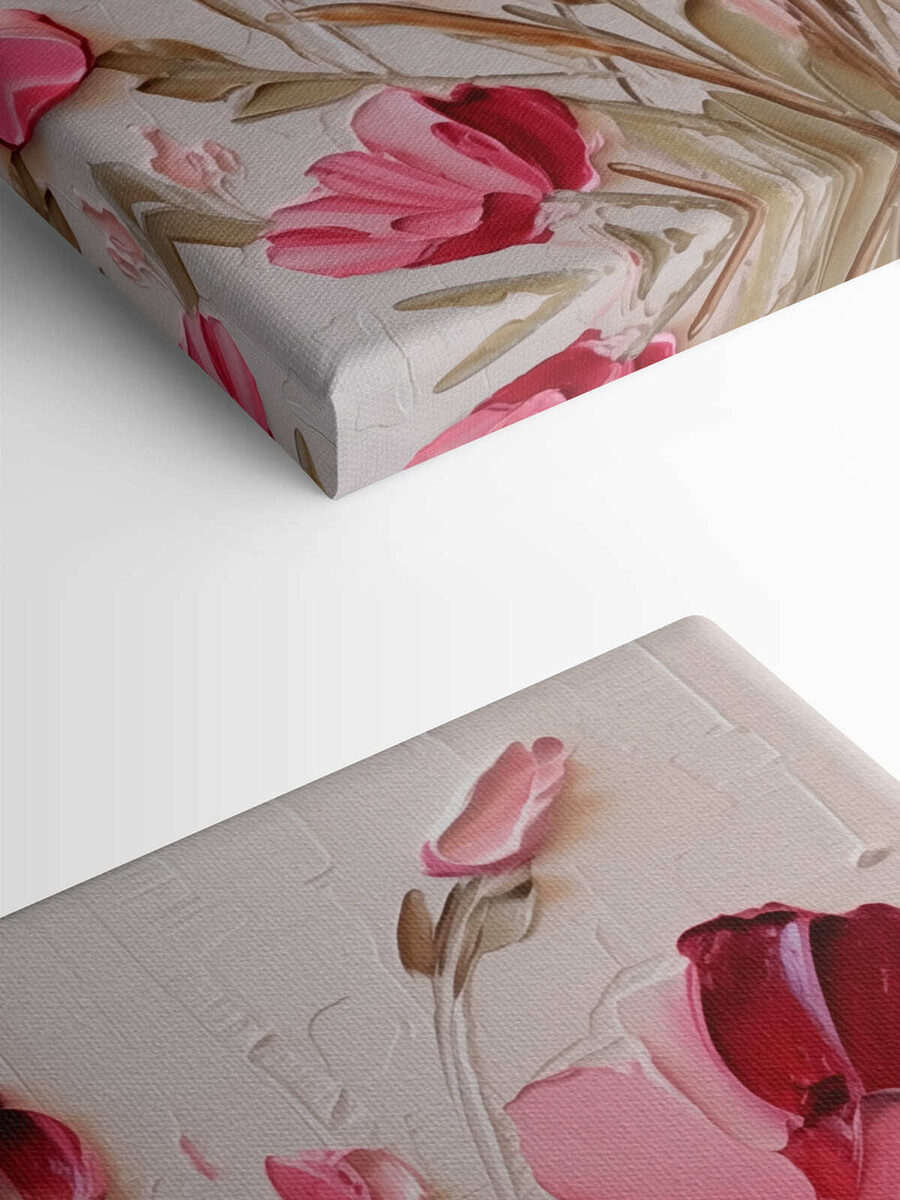 Schilderij van roze bloemen