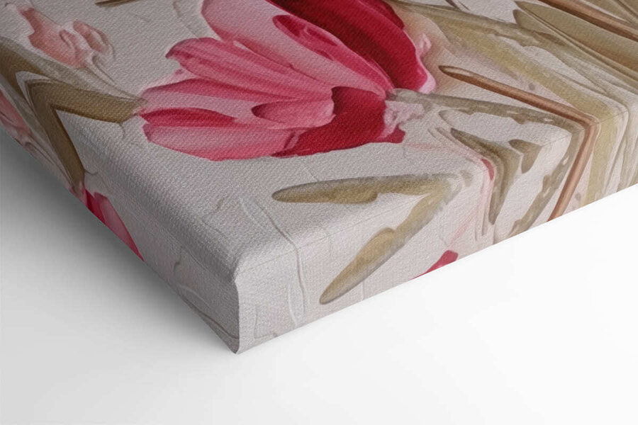 Schilderij van roze bloemen