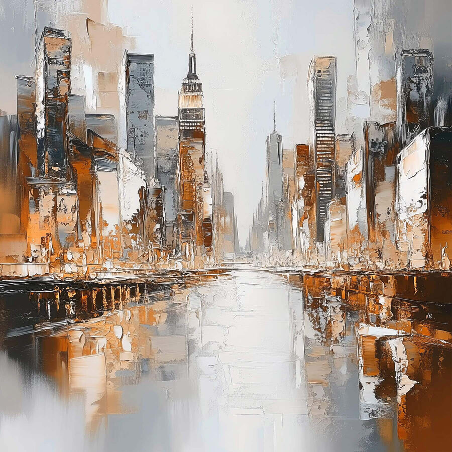 Schilderij van een stad Schilderij van een stad