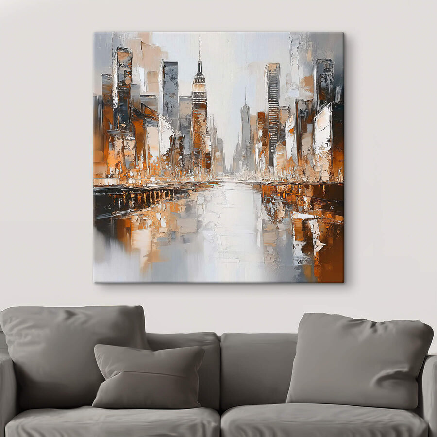 Schilderij van een stad Schilderij van een stad