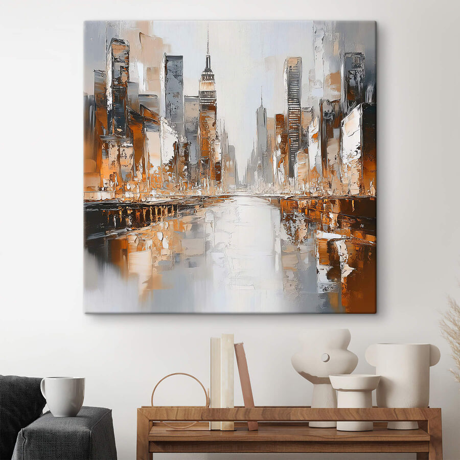 Schilderij van een stad Schilderij van een stad