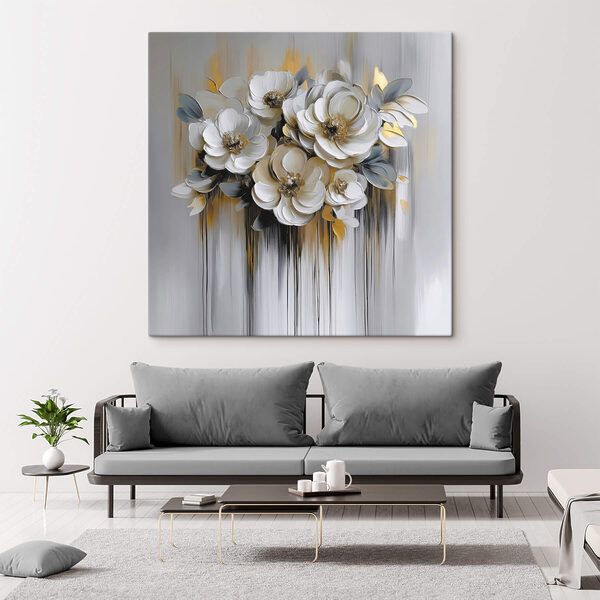 Schilderij van bloemen op een witte achtergrond Schilderij van bloemen op een witte achtergrond