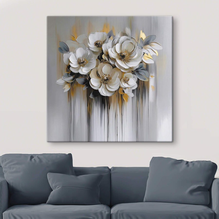 Schilderij van bloemen op een witte achtergrond