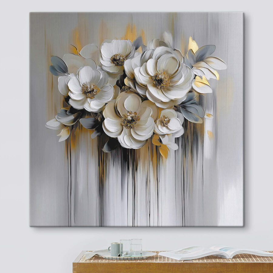 Schilderij van bloemen op een witte achtergrond