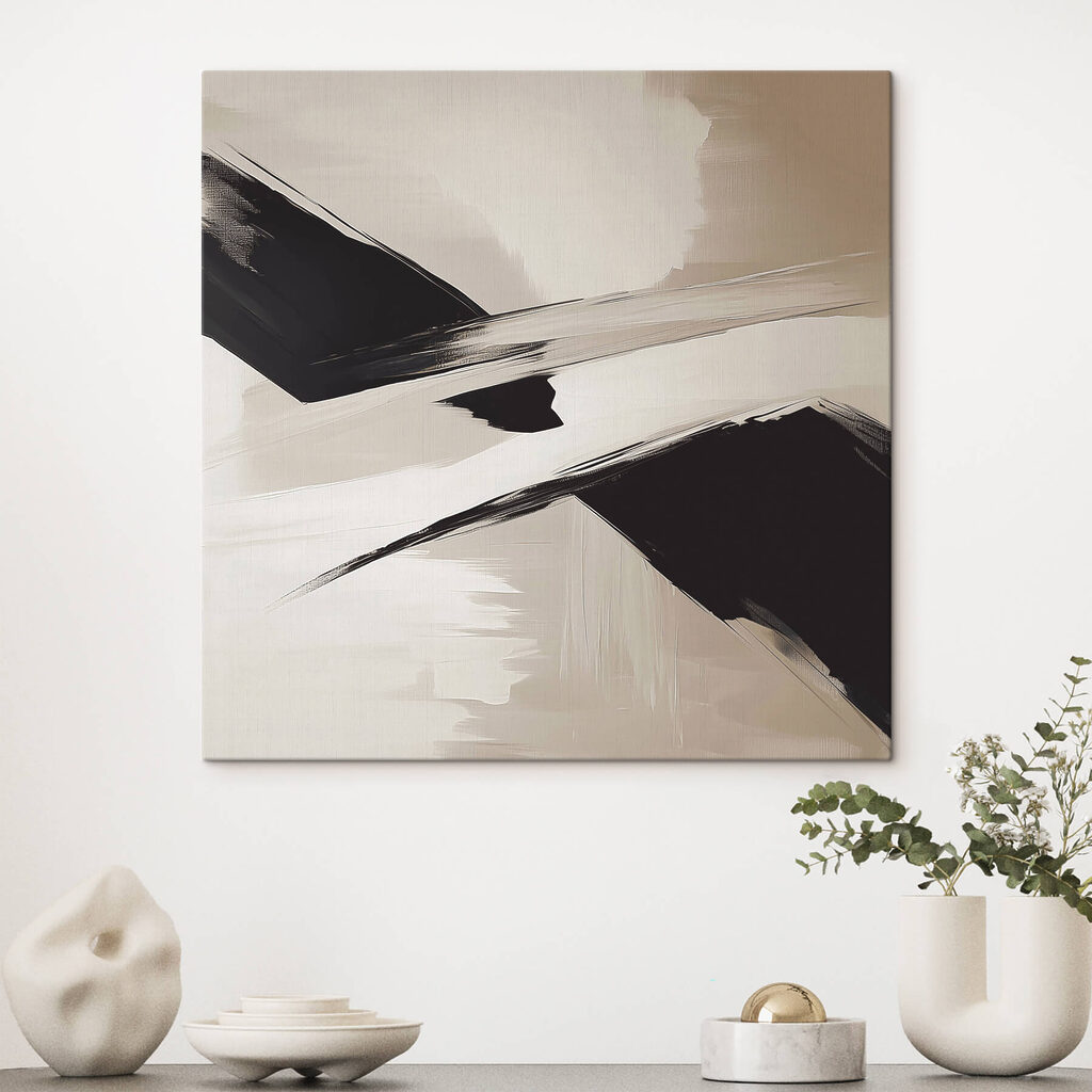 Black and white brush strokes